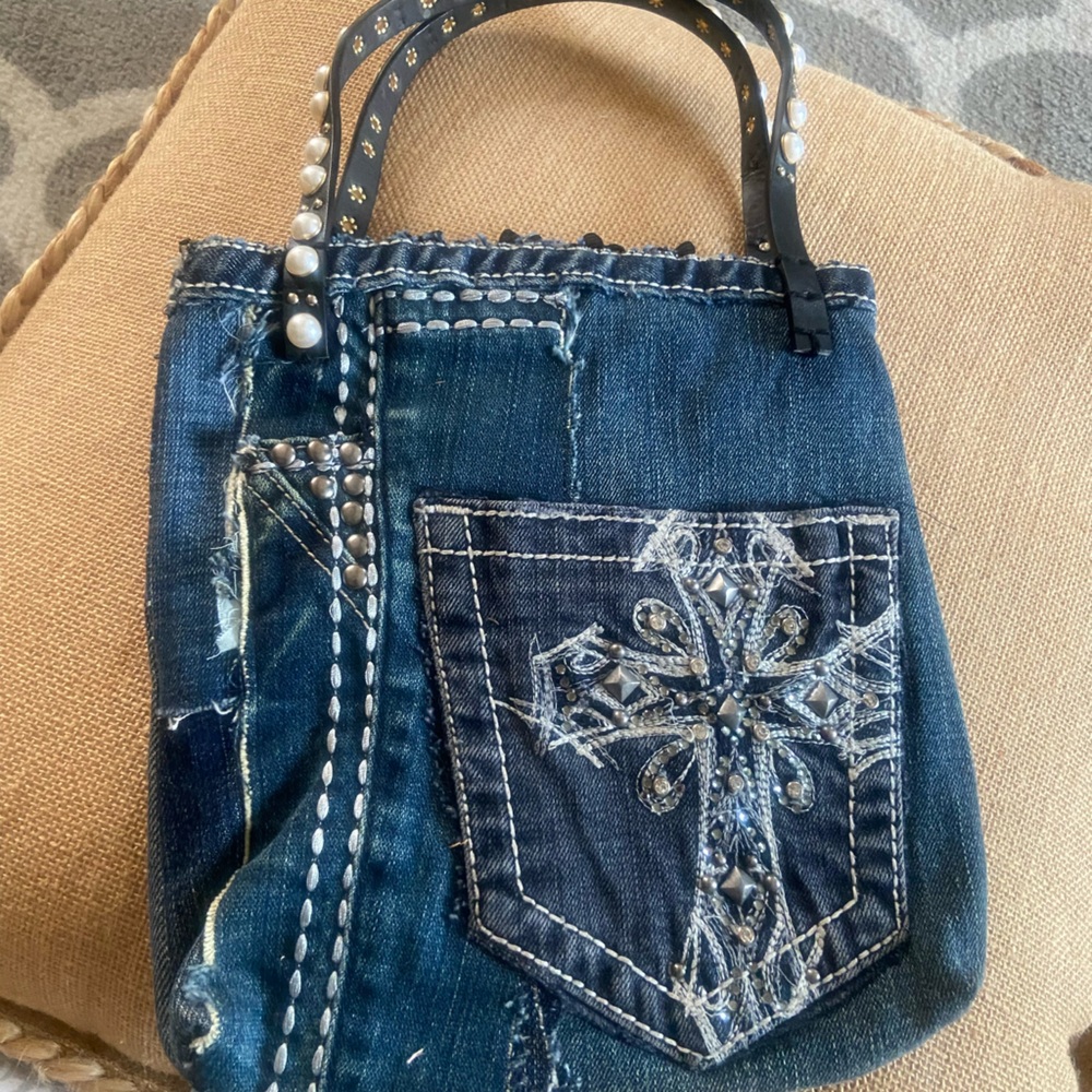 Embellished Denim Tote Bag